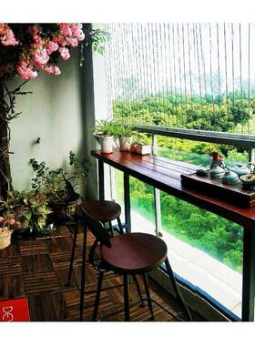 7T户外阳台桌台靠窗家F759MTMT边窄条桌防腐木休闲小吧台实木用高