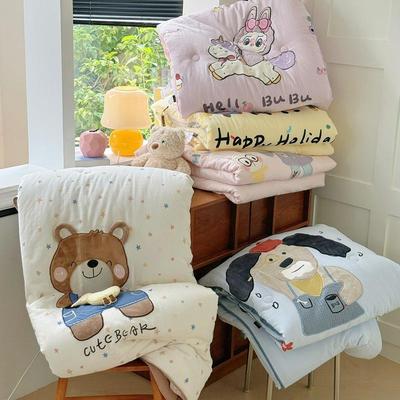 A类母婴儿童全棉通无品牌/毛巾绣双纱可爱奶油层卡被系春秋被冬被