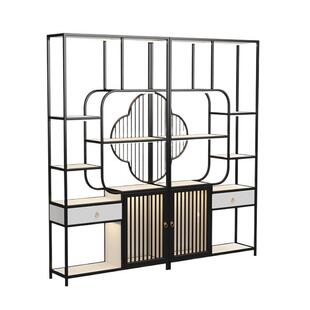 轻博古架现代办公室博架摆件茶柜多宝书阁物置物架架茶FCU具奢收