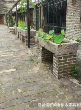 老石槽景区绿植盆栽摆件公园农村民宿花盆石槽磨盘猪槽牛槽旧石槽
