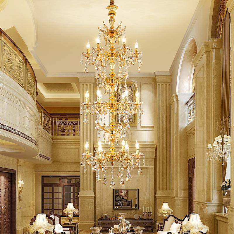 楼欧式锌326合金吊楼灯复式别墅水晶吊灯旋转梯间吊灯玄关客厅长,家装灯饰光源,智能吊灯,淘宝优惠券,粉丝福利购,淘宝优惠卷