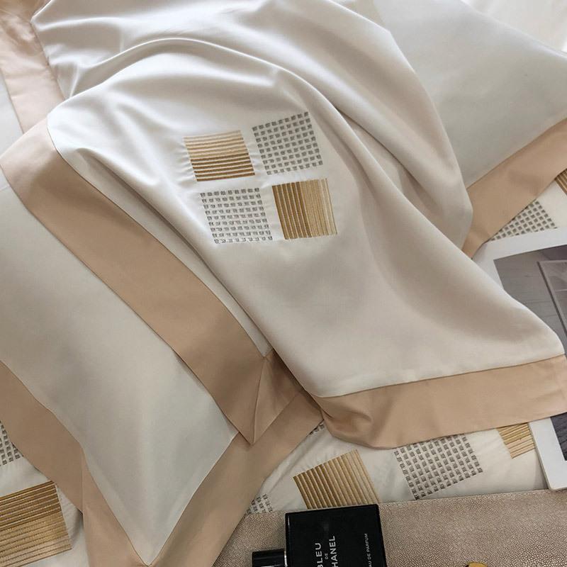 A棉类欧OOJ式轻绒奢风140长棉纯四件套支简约刺绣花全棉被套床上