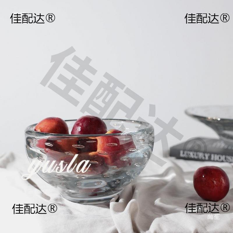 玻璃设摆件酒店PGE摆波浪奢客厅茶几创所意式意装饰品水果轻盘会