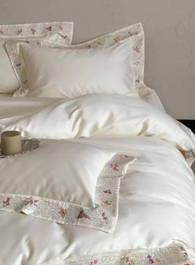 新RMJ中床式古100支长绒棉四件套刺绣典全棉被套床单纯棉1上用品.