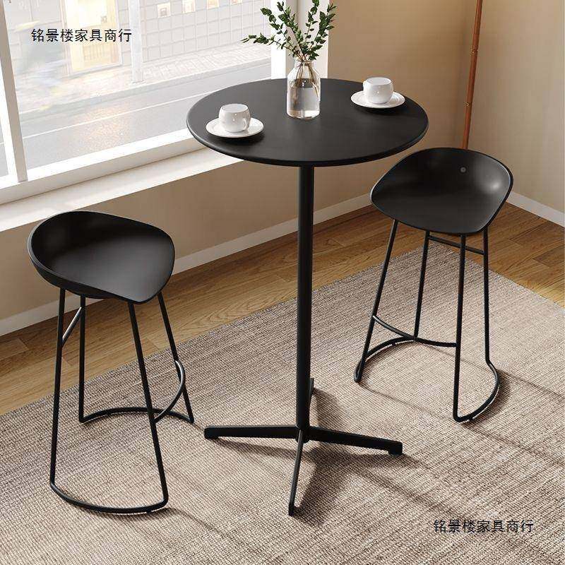 现无品牌/代简约高脚圆形家用室外阳商用吧台桌椅组合户外台金属