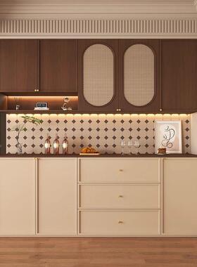 中古风家餐边柜客厅靠墙一体储51688物柜用房碗餐厅置厨物茶柜水