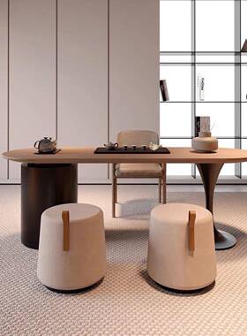 YTO奶油实木茶桌桌椅家茶阳台简约轻奢现代书桌组用一体泡合茶台