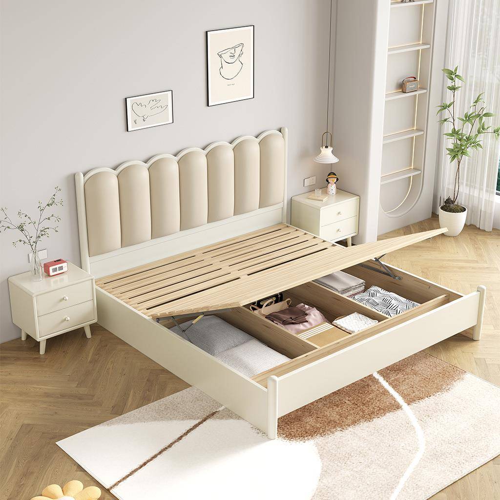 实木床卧奶油风新款1户.主8米软包双ZOJ人床简约1.5米室小型原木