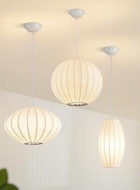 蚕丝吊灯现代简约中复饭古厅意岛厅台创圆球中山UBV卧室客灯餐厅