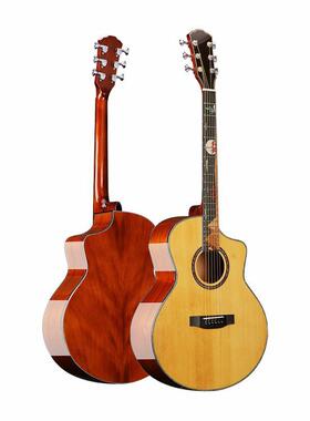 41寸单板吉他UIU40谣寸民木吉木他初学者专款业云杉桃花芯面单gui