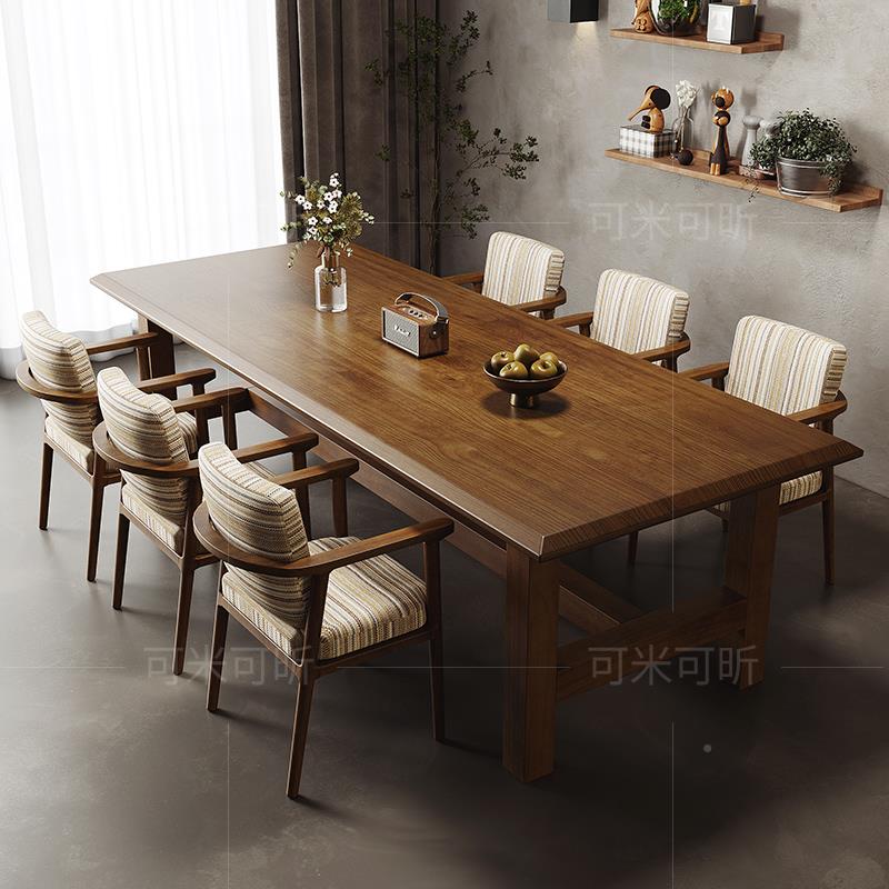 式复古全实木餐椅组合WNF美谈简约现代桌小户型家用餐厅洽吃饭桌