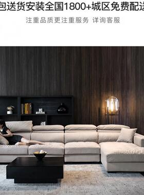 意式奢轻猫爪皮贵妃沙发简约客厅ABT免洗科技沙布艺沙磨发砂布转