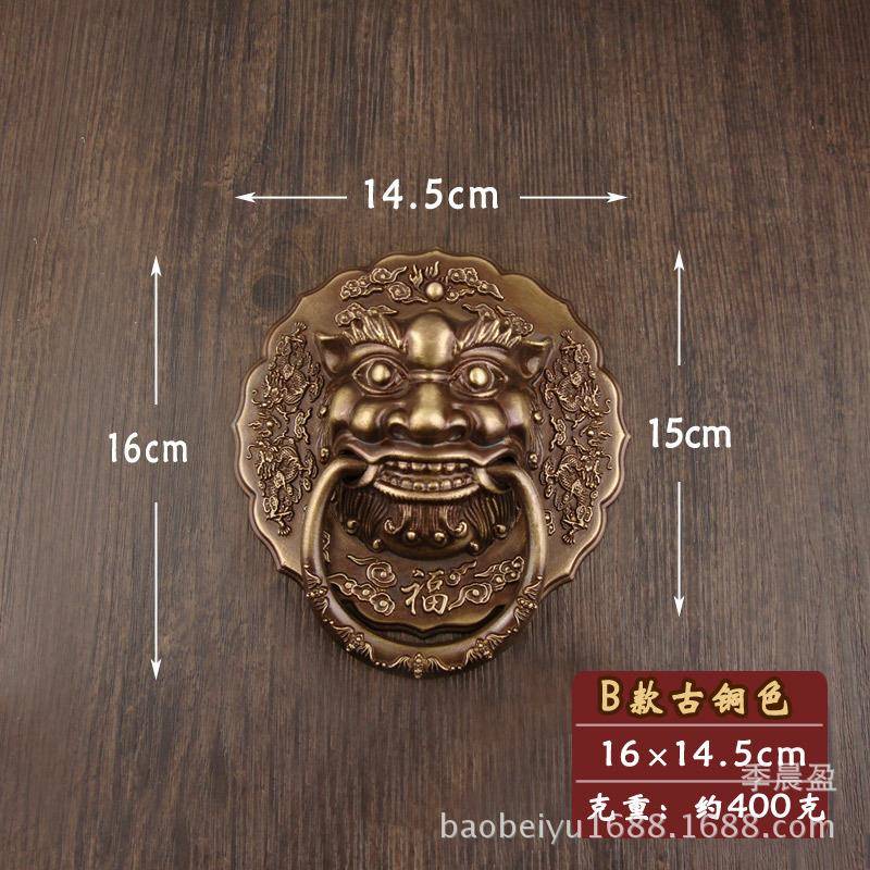 宇B款式仿古头大门铜环兽头狮头虎拉手SUR中对开门木门庭院呈铜拉