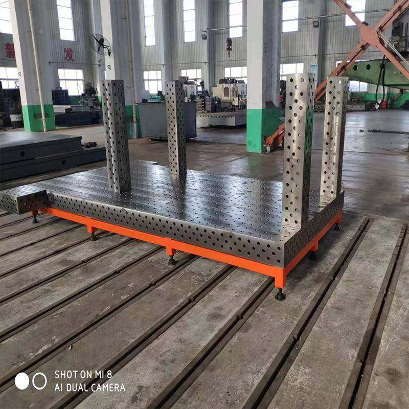 多孔定位铸铁平工装夹具机955台柔器人配接套铸铁工作台三维性焊