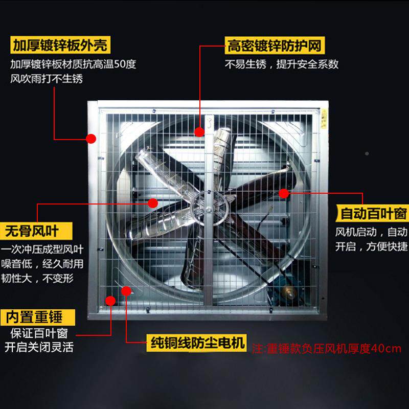 机厂制造大功率压家风机全尺寸排风负风扇畜牧养殖车735间工业排
