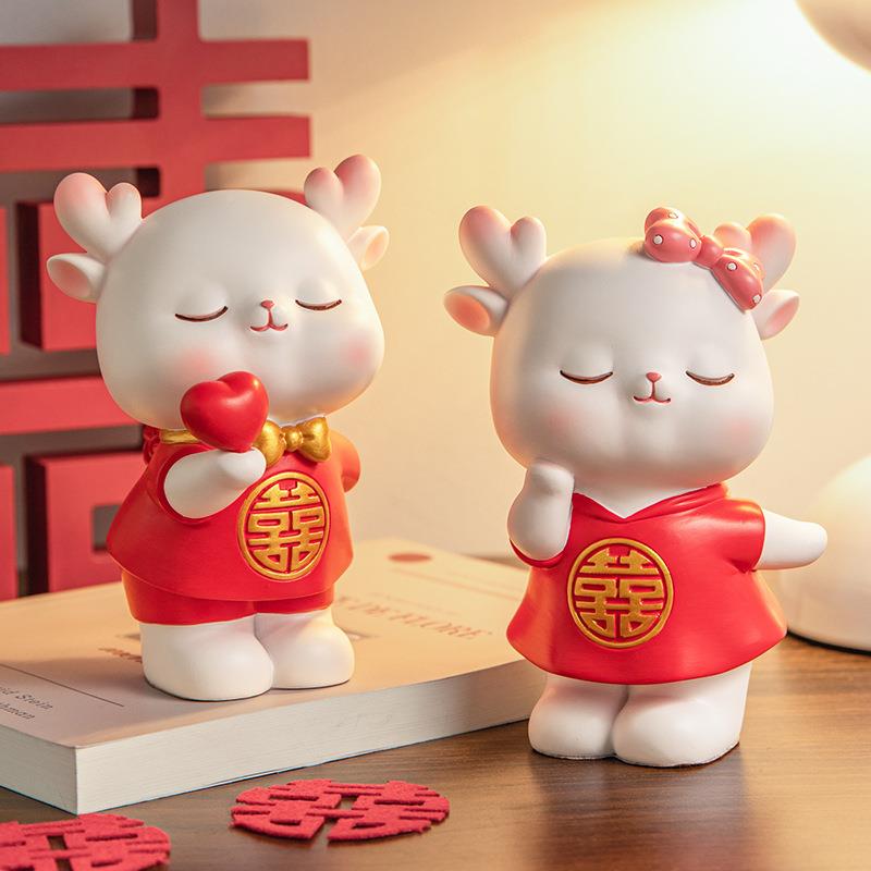 一282鹿件有你情侣鹿婚庆摆摆树脂工艺品送礼结婚纪念家居桌面装