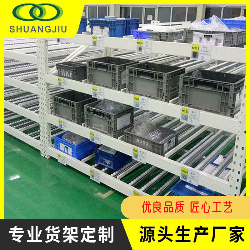 【双久】厂家车间滑动置物架流利式货架流利条滚轮运输中量型仓库
