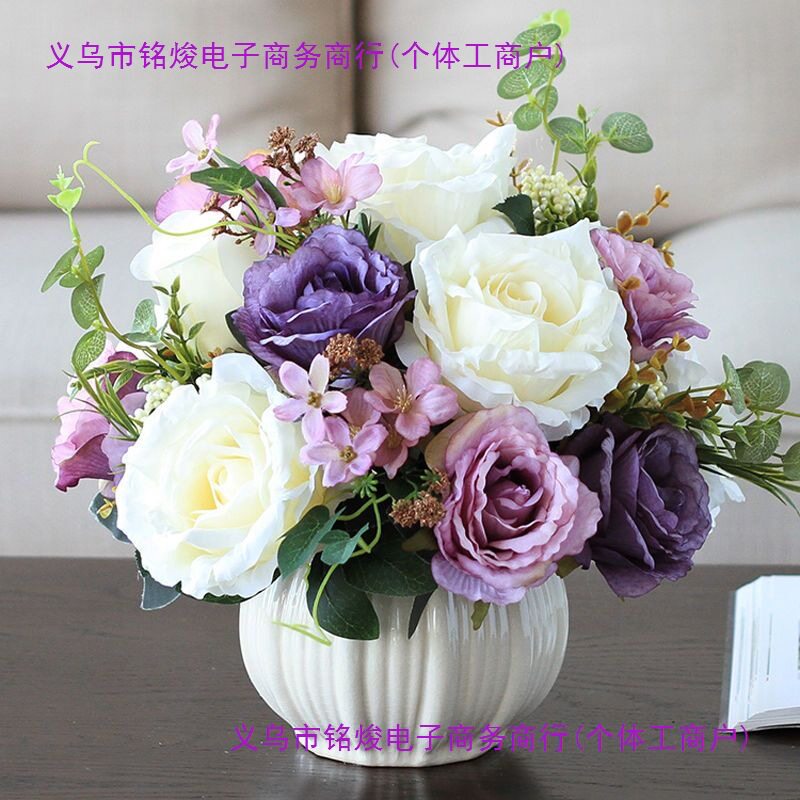 花艺套装家居餐桌桌面轻奢摆件摆设假花装饰花绢花客厅花艺