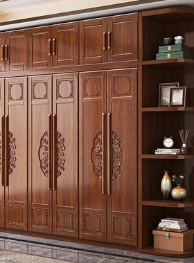 家用合卧室衣柜H231206#代简现约挂衣柜边柜子组中式衣储物实木橱