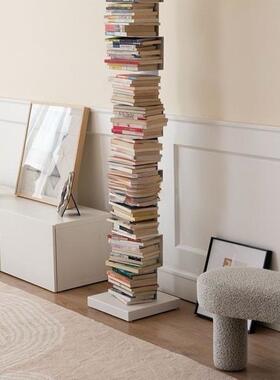 隐形书架落置架铁艺体简地易立式书柜GUZ客厅物角落一靠墙书本收