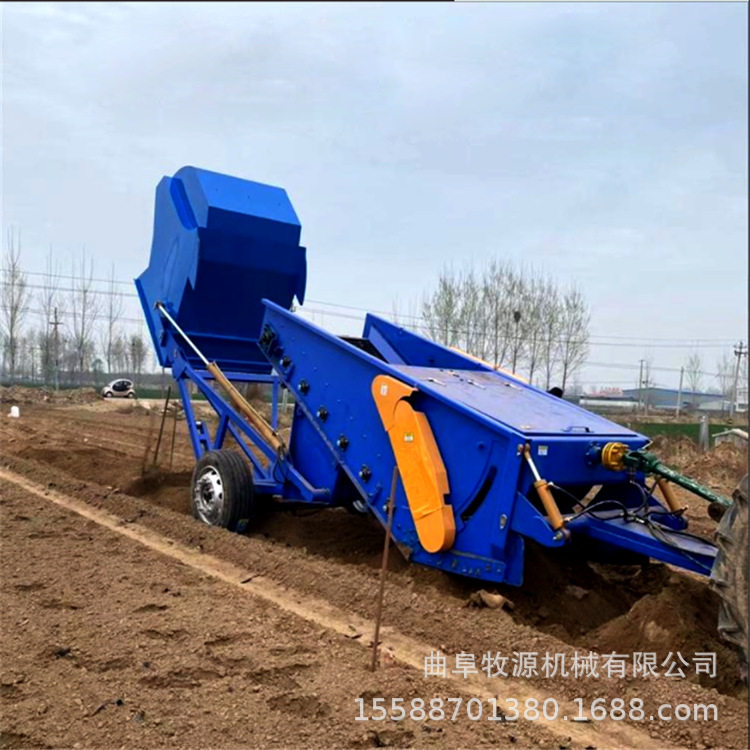 戈壁滩石头清理机 后悬挂石头收集框 牵引式整地机械 石头捡拾机