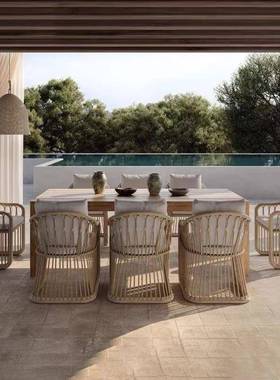 户外花藤桌阳台休闲椅室外椅沙发组合民宿酒店露台别墅园藤MKD编