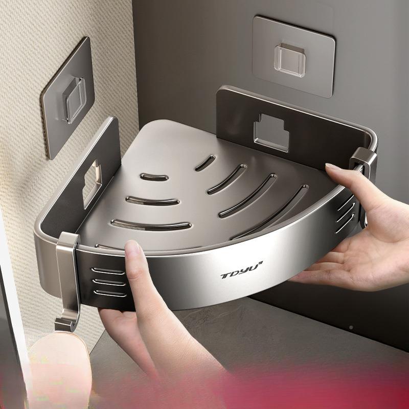 卫生间置物架JKH浴室三角孔洗澡台间洗漱转角打壁挂免收纳架子华