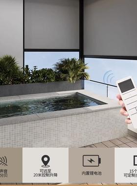 叶电动防风卷风帘阳台IFV遮光伸缩帘户虫外百窗帘防雨防防户外卷