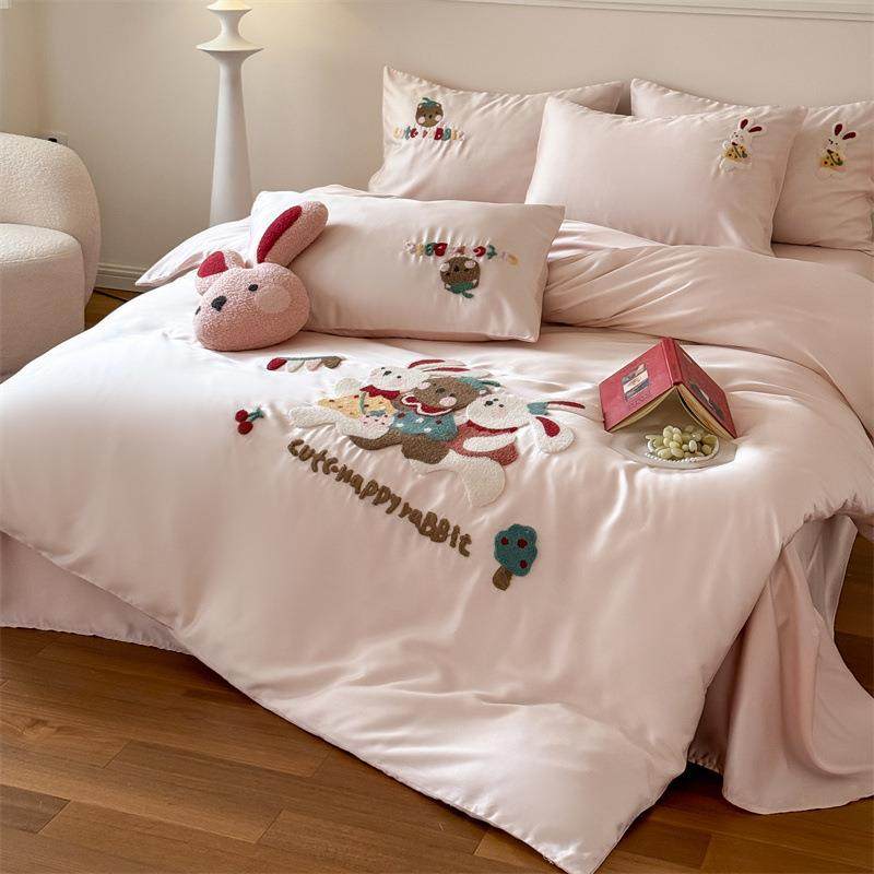 通小兔毛巾绣6支兰精爱天丝卡四件DTE套0夏季儿童可冰丝被套床笠