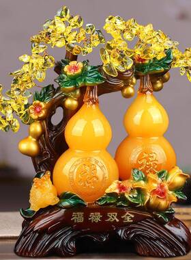 大仁日常送礼葫芦件发家财树客厅装饰品摆20416设树脂工摆艺品德