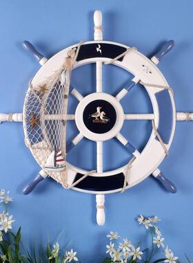 地中海格72CM大号船舵墙面装573饰挂件风K酒吧T饰V餐厅海洋主题装