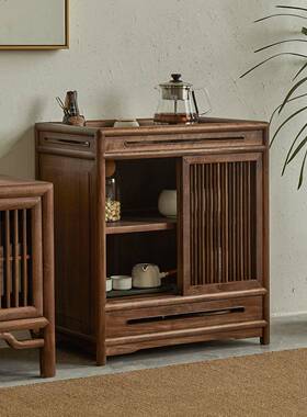 新中水式木茶水柜客厅靠墙木榆家YZV用餐边柜边几办公实室茶台烧
