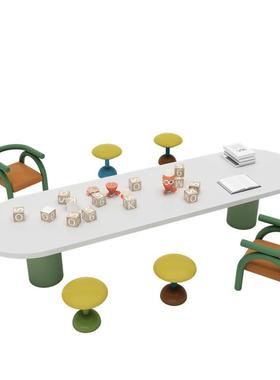 楼处儿童区F969HMSH桌椅组合阅读凳架空层桌儿童乐售园娱乐区手工