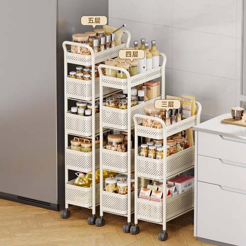 FBZ夹厨房缝冰箱置物架篮侧收纳菜子小推车落地多层储物架移抽拉