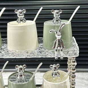 高颜值陶瓷调味罐厨房家用创意多层调料套装合味LVG精盐香组收纳