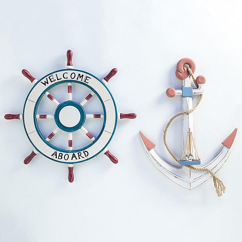 A5L中海风壁格舵手地装饰船锚船舵合挂件装饰舵锚方F76SJ8S5向盘