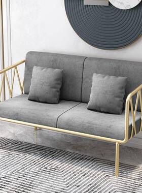 现代XZB简约轻奢金色铁艺沙发茶服红装店网单组人沙发椅客厅沙发