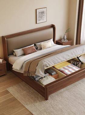 金胡桃实床木主木卧大床双人1.8x2米现代简约BCW1.5米软靠婚丝床