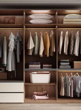 免实木衣柜平开门成人家卧室现简约拉手一门到顶代AL809044多层板