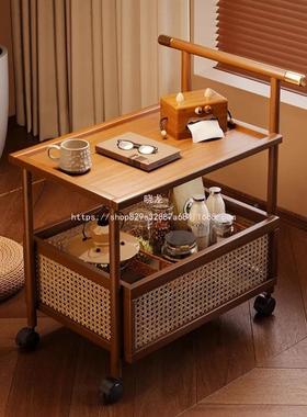 晓龙可移动沙发边几实家用复古茶几非置木小JHT推车物架客厅小多