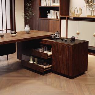 南美胡桃木墅书房高档QL0235桌办别公室经会理议室老板桌大板泡茶
