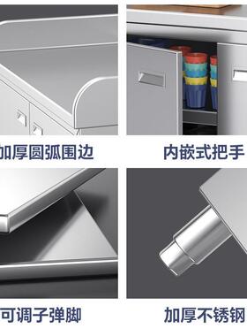 整ZRW体焊接台04不锈钢对开门工台碗柜餐厅厨作房加靠背打荷碟商