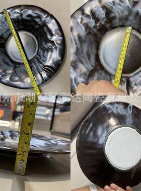 创意复白店古陶瓷11寸石纹汤复古菜碟陶瓷盘酒盘瓷CJF海汤鲜餐盘