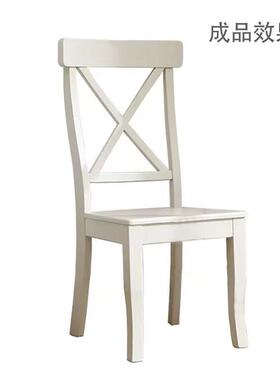 坯美式乡村全木叉背餐白40108现代椅田园地中海实餐厅欧美风X背椅