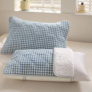 防头油头2巾垫男女四季 夹棉枕加厚枕巾025新款 纯棉LLE全棉一对装