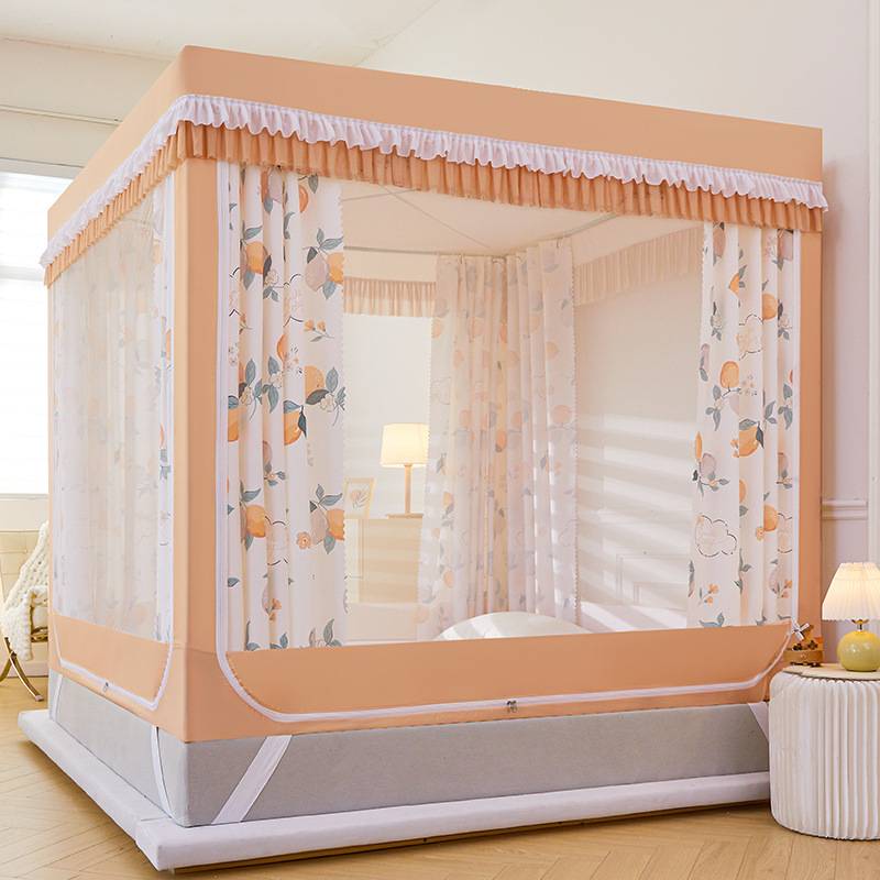 A类家用双层遮光蚊帐床帘一体式防摔全封闭单双人床幔1.8m蒙古包