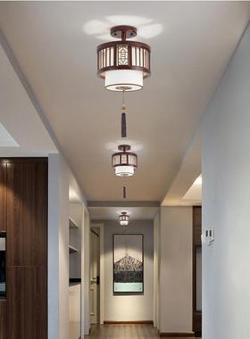 60092新中走式廊过道顶灯国风卧吸室书房灯胡桃木色茶室中餐厅阳