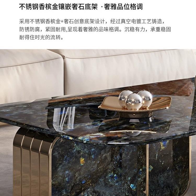 意式大理石端茶几高意式轻奢微晶石不锈钢石超晶厅极简客CJ10018