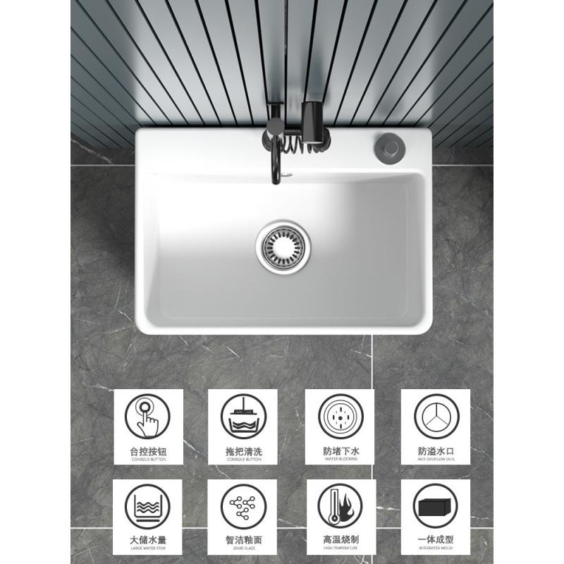 阳台家高脚陶瓷拖把池大号带用拖布池落地式卫腿生间小号洗墩LKB