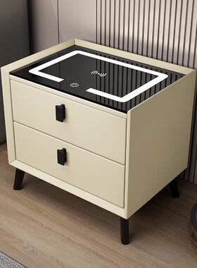 智能床头柜约代轻全实木38722奢床边柜多功简能现小型储物柜床头